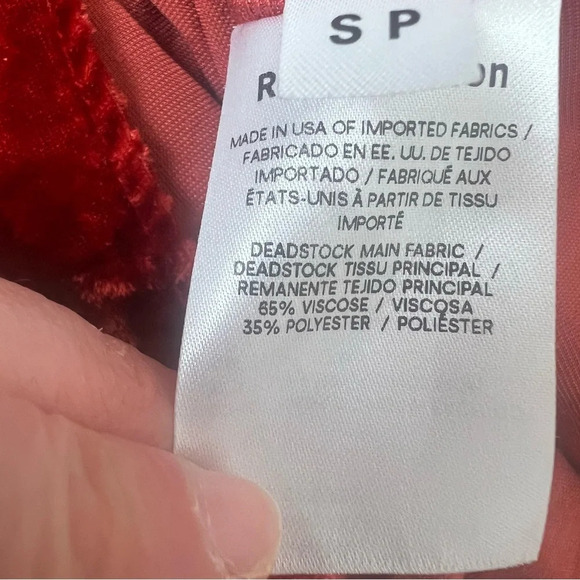 Reformation Albi Velvet Smocked Puff Sleeves Dress in Crimson Red Size S B32 - Picture 6 of 7